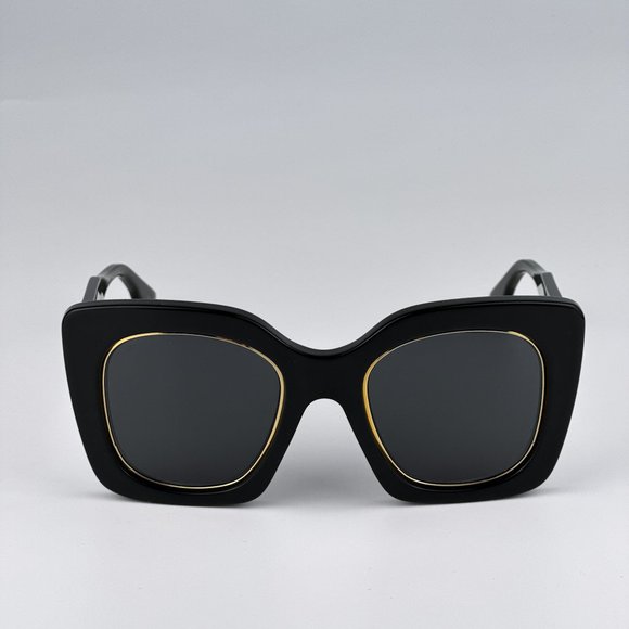 Gucci GG1151S 001 Sunglasses Black/Gold Grey Cat Eye Oversized Unisex GG 1151S - Picture 8 of 13